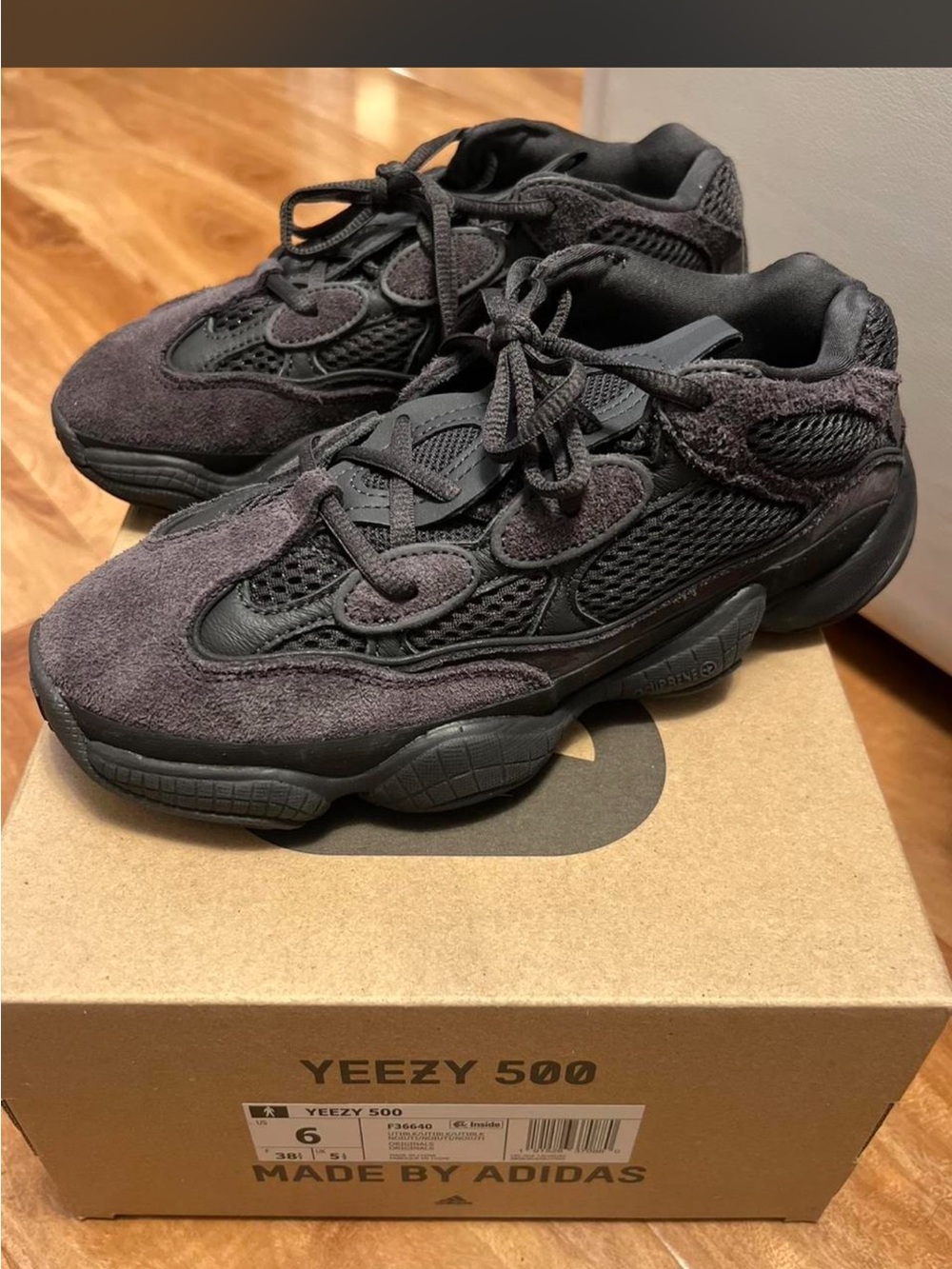 Yeezy 500 Men’s Triple Black Suede & Mesh Sneakers